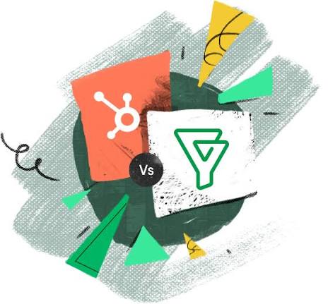 Bigin by Zoho CRM vs HubSpot comparison illustration showing both CRM logos